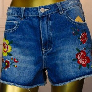 LAST CHANCE!! Embroidered Denim Shorts